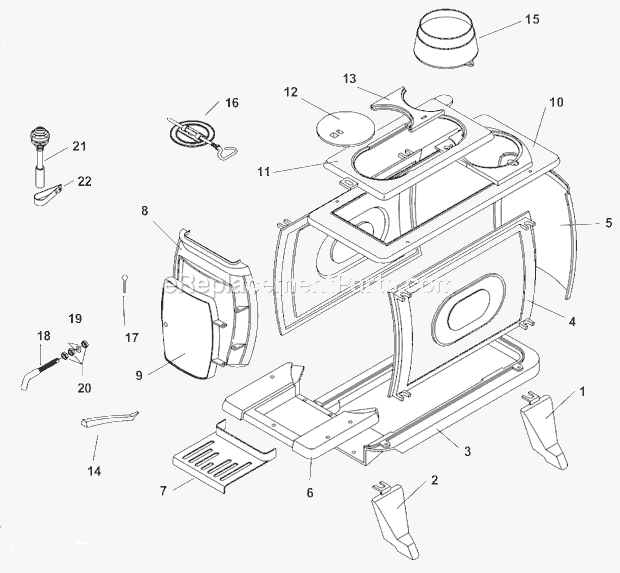 Page A Diagram and Parts List for 2421  US Stove Company Heating Stove